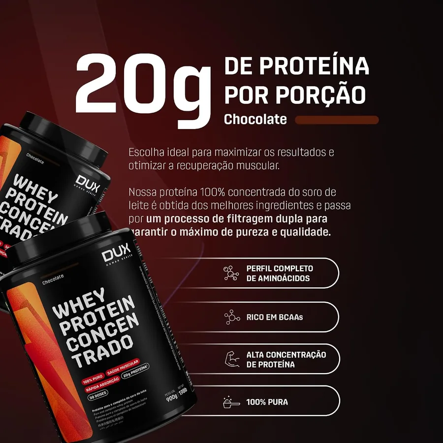 Rótulo de Whey Protein Concentrado 900 g, chocolate