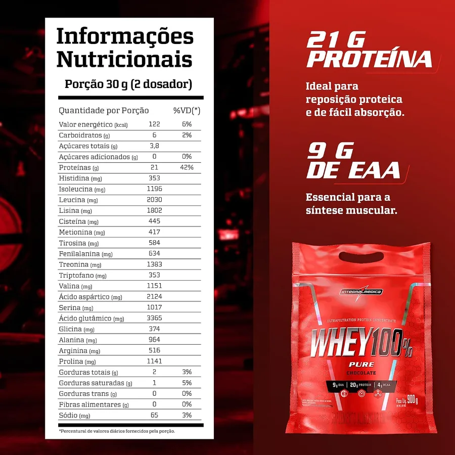 Rótulo de Whey Protein Concentrado 100% Pure 900 g, chocolate